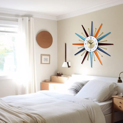 Large Wall Clock 22 Inch Modern Wall Clock Starburst Mid-Century Modern Decor - Image 6
