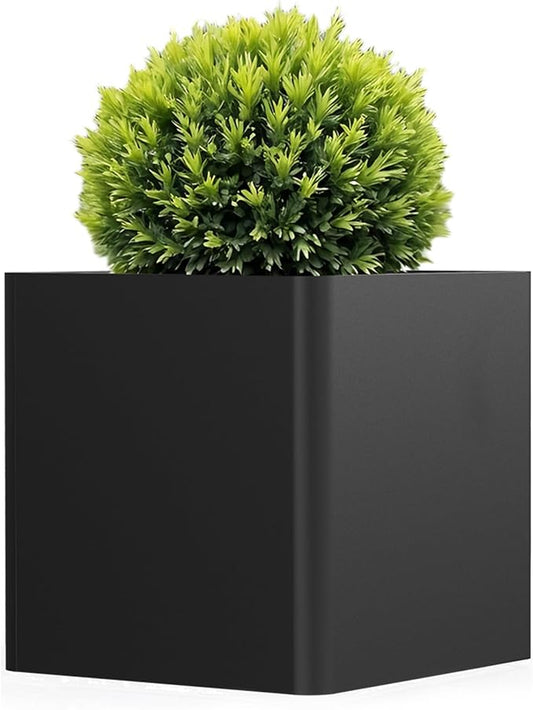 Large Metal Square Planter 20" L x 20" W x 20" H, Black Large Outdoor Planters with Drainage Hole for Porch/Patio/Garden