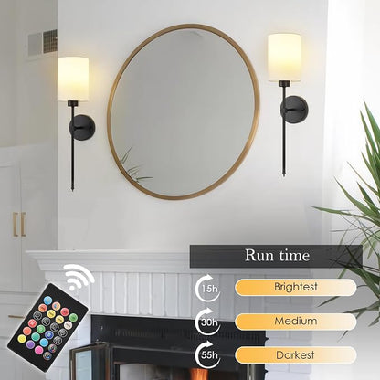 Battery Operated Wall Sconce Set of Two, Wireless Rechargeable Wall Light - Image 3