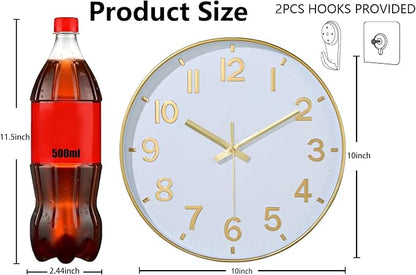 Modern Wall Clock, 10 Inch Digital Wall Clocks Battery Operated, Round Non - Image 3