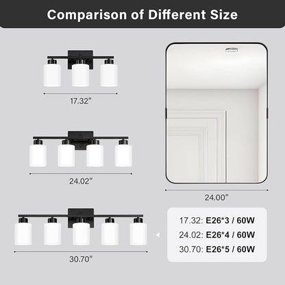 FonmYim Black Bathroom Light Fixtures, 4-Light Modern Vanity Light Over Mirror - Image 7