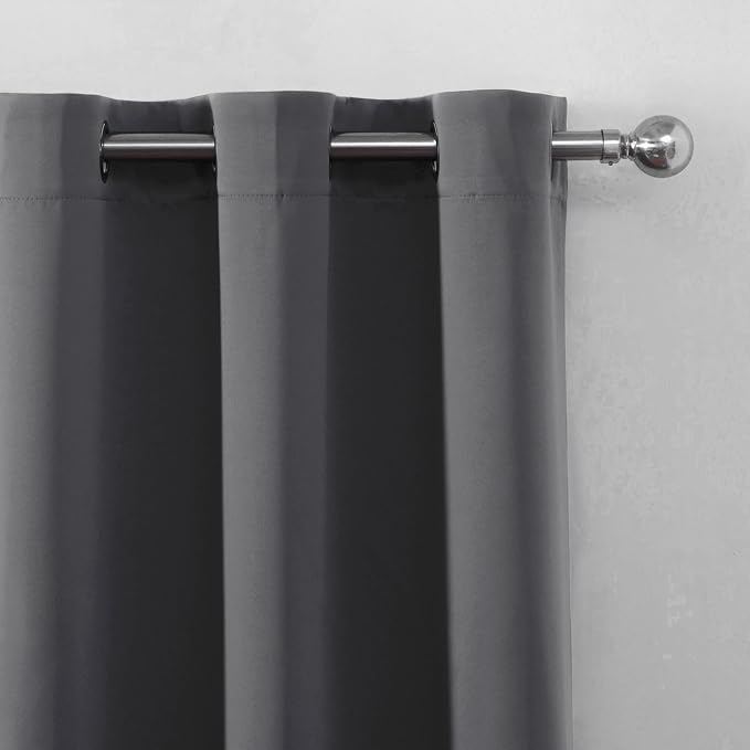 LEMOMO Blackout Curtains 66 x 72 Inch Long Frost Grey Curtains Set of 2 Panels - Image 6