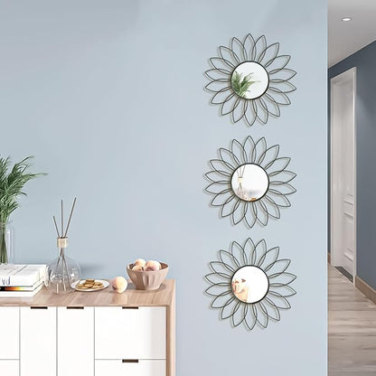 3 Pack Metal Mirrors for Wall Sunburst Wall Mirrors Home Décor Decorative - Image 4