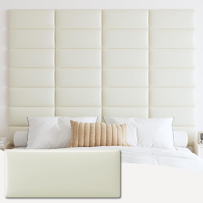 IFNOW Wall Mounted Upholstered Headboard King, 3D Peel and Stick Soundproof by IFNOW