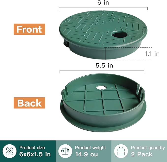 2 Pcs Sprinkler Valve Box Cover, 5.5" OD 6" Valve Box Cover Lid for Sprinkler Irrigation System, Valve Box Cover Lid for Outdoor Sprinkler Irrigation Control Water System Lawn (6 inch)