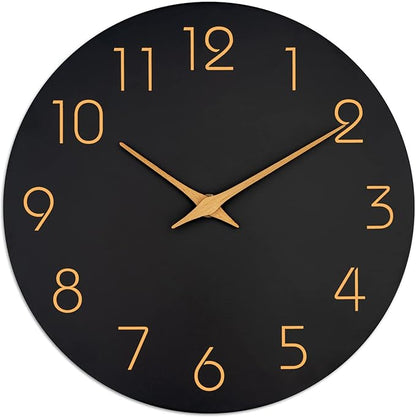 Mosewa Wall Clock 8 Inch Black Battery Operated Silent Non Ticking Simple by MOSEWAWALLCLOCK