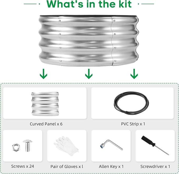 JERIA Raised Garden Bed,Galvanized Raised 2×2×1ft Planter Boxes Outdoor with Easy Assembly, Round Garden Bed for Vegetables, Fruits, Flowers