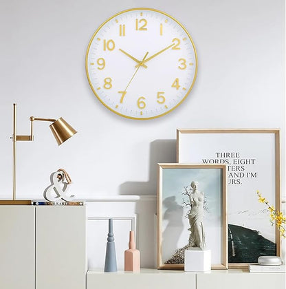 HZDHCLH White and Gold Wall Clocks Battery Operated 12 inch Silent Non Ticking - Image 6