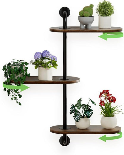 Rotating Window Plant Shelves 3-Tier, Wooden Window Shelf - Image 8