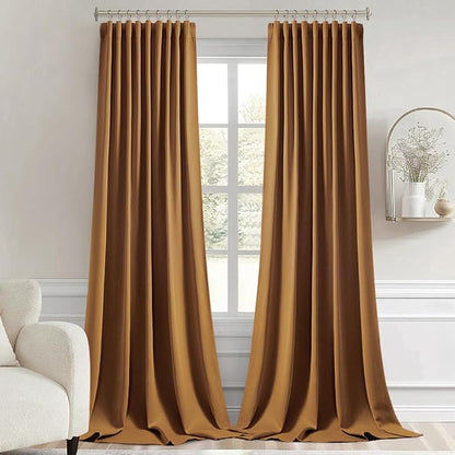 MIULEE Golden Brown Back Tab Blackout Curtains 102 Inch Long 2 Panels Set - Image 9