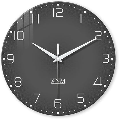 XNM Dark Grey Wall Clock for Bedroom Glass Modren Simple Wall Clock Battery by XNMwallclock