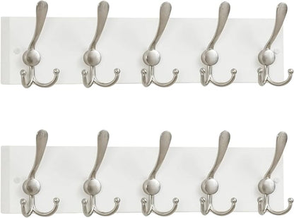 SKOLOO Creations White Solid Wood Wall Mounted Coat Rack, 5 Hooks, 16-7/8" Long by SKOLOO