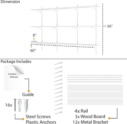 Wallniture Turin 60 inch x 8 in Wall Shelf - Image 3