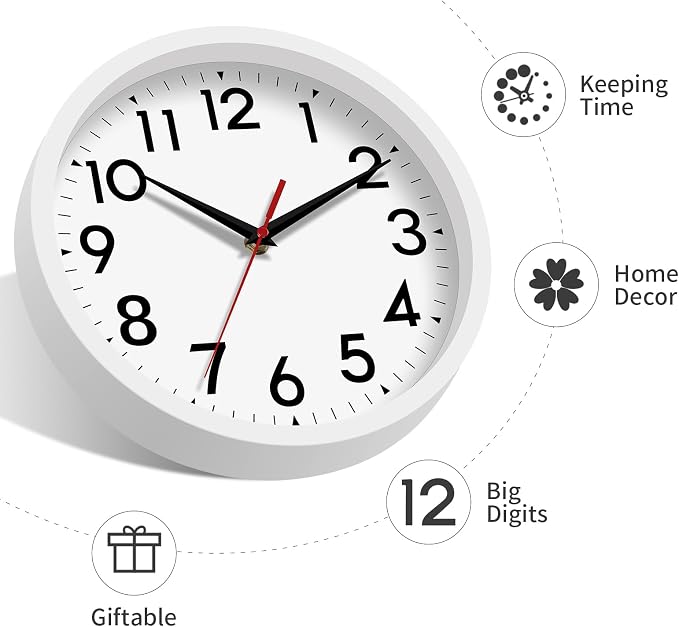DAXSMY Wall Clock Modern Battery Operated 10 Inch Simpel Silent Non Ticking - Image 8