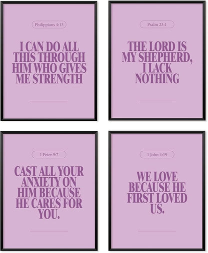 Locomiss Purple Christian Wall Art Decor Posters, Modern Bible Verse Prints by Unknown