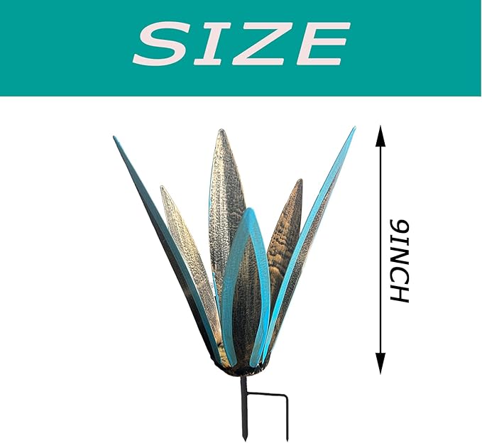 1 PCS 9 inches Agave Sculpture Decoration, Vintage Country Hand-Painted Sculpture DIY Metal Agave Plant, Home Garden Courtyard Lawn Outdoor Decoration