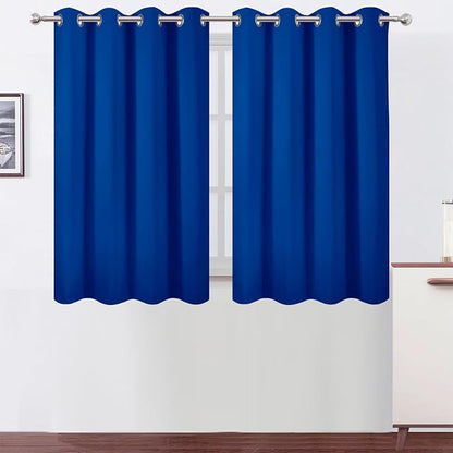 LEMOMO Blackout Curtains 66 x 54 Inch Long Royal Blue Curtains Set of 2 Panels by Lemomo