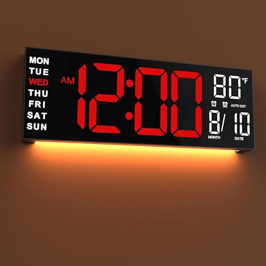 JALL 16" Large Digital Wall Mount Clock, Count Down Timer, Big LED, RGB Color by JALL