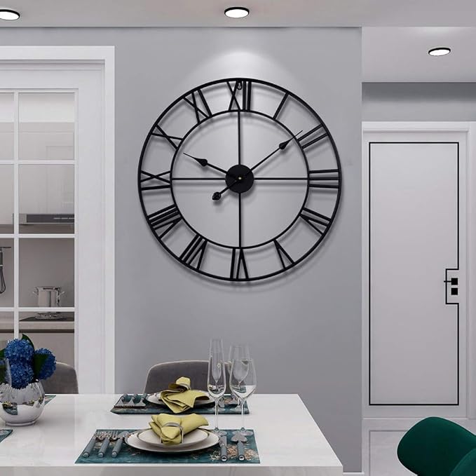 Large Modern Metal Wall Clocks Rustic Round Nearly Silent Little Ticking by LEIKEWALLCLOCK