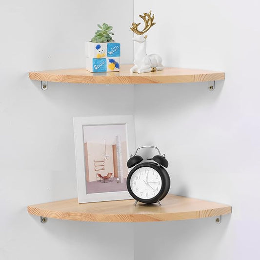 JORIKCHUO 12 inch Corner Wall Shelf Set of 2, Solid Wood Corner Floating Shelves by JORIKCHUO