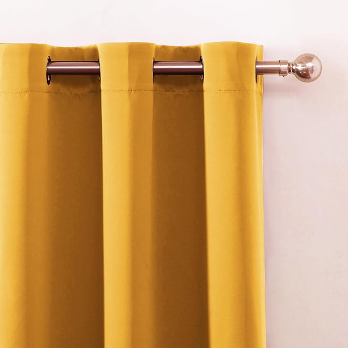 LEMOMO Blackout Curtains 52 x 120 Inch Long Yellow Curtains Set of 2 Panels - Image 6