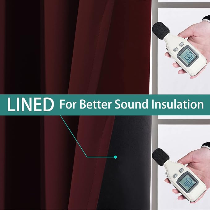 Yakamok 100% Blackout Curtains for Living Room, Noise Reducing Drapes, Thermal - Image 4
