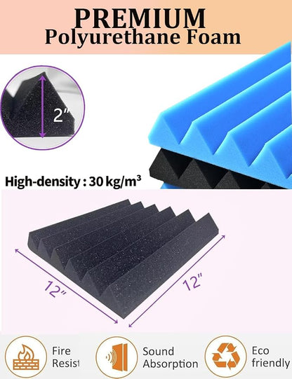 Sound Proof Foam Panels for Wall 24 Pack Acoustic Panels Sound Absorbing 2" X - Image 3