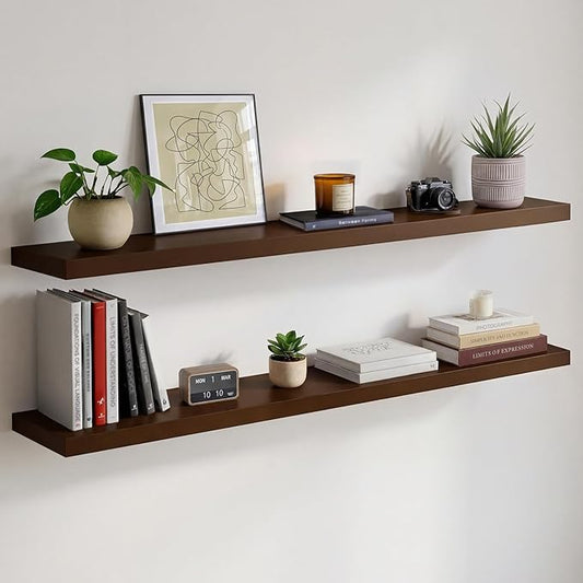 Homeforia 48 inch Walnut Floating Shelf, High End Solid Real Wood Large 48inch by Homeforia