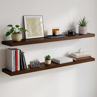 Homeforia 48 inch Walnut Floating Shelf, High End Solid Real Wood Large 48inch by Homeforia