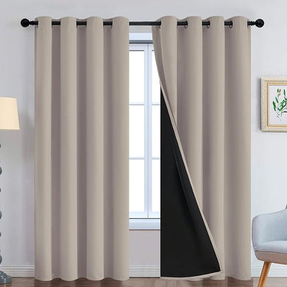 Yakamok 100% Blackout Curtains 84 Inches Long, 2 Thick Layers Heat and Full by Yakamok