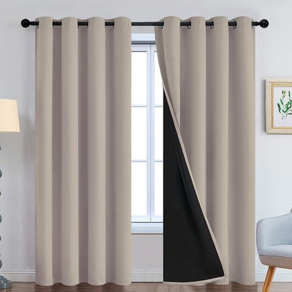 Yakamok 100% Blackout Curtains 96 Inches Long, 2 Thick Layers Heat and Full by Yakamok