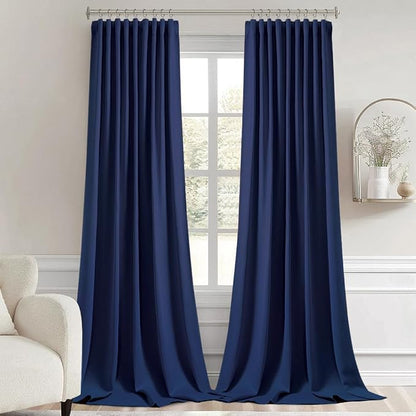 MIULEE Navy Blue Back Tab Blackout Curtains 120 Inch Long 2 Panels Set - Image 9