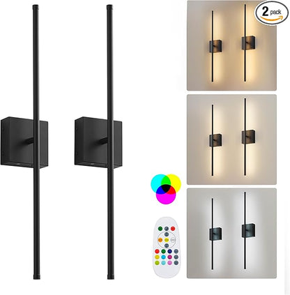 KARTOOSH 32.2 Inch 9 RGB Color Battery Operated Wireless Wall Sconces Set of Two by KARTOOSH