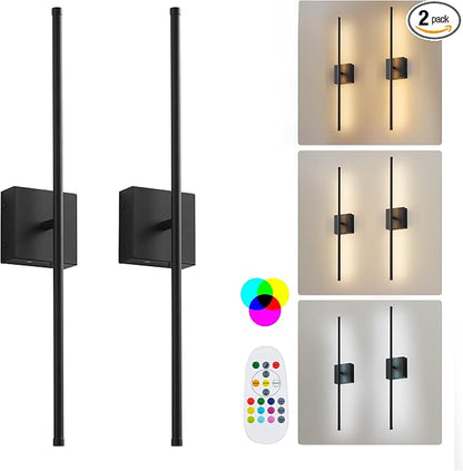 KARTOOSH 28.3 Inch 9 RGB Color Battery Operated Wireless Wall Sconces Set of Two by KARTOOSH