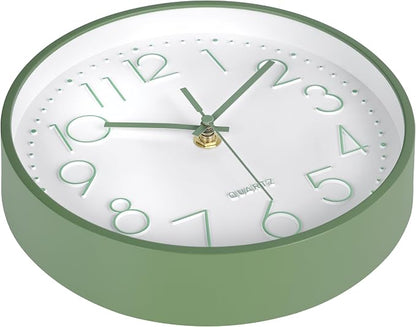 Modern Green Bathroom Wall Clocks 8 Inch Non-Ticking Battery Operated - Image 6