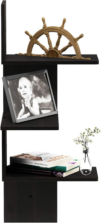 Furinno Rossi Wall Mounted Shelves, 3-Tier Rectangle, Espresso/Black - Image 3