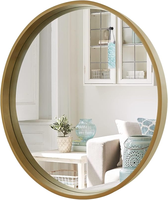 WallBeyond Round Mirror with Wood Frame by WallBeyond
