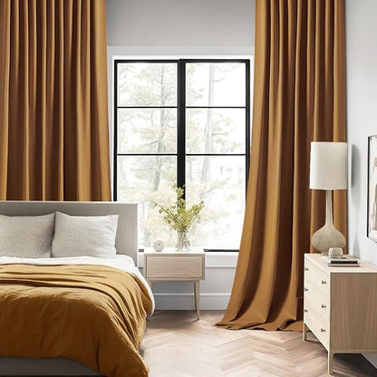 MIULEE Golden Brown Back Tab Blackout Curtains 102 Inch Long 2 Panels Set - Image 2