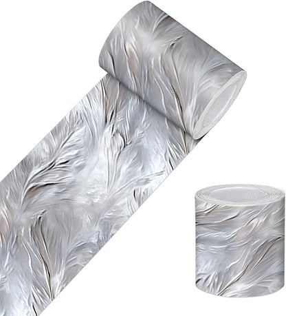 HOMETITUTE Wallpaper Border Peel and Stick Marble Silver Texture Decorative by HOMETITUTE