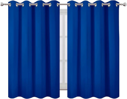 LEMOMO Blackout Curtains 66 x 54 Inch Long Royal Blue Curtains Set of 2 Panels - Image 2
