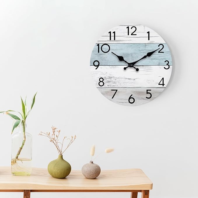 KECYET Wall Clock Silent Non-Ticking Wooden Clocks Battery Operated 8 Inch - Image 8