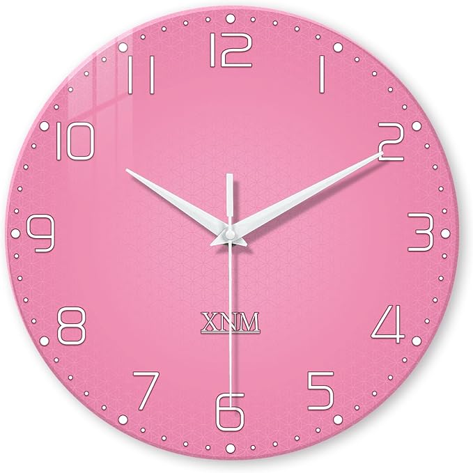 XNM Pink Clock for Girls Bedroom Small Wall Clock Battery Operated 14 Inch by XNMwallclock