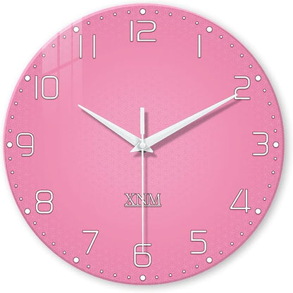 XNM Round Small Wall Clocks Battery Operated 12 Inch Pink Wall Clock by XNMwallclock