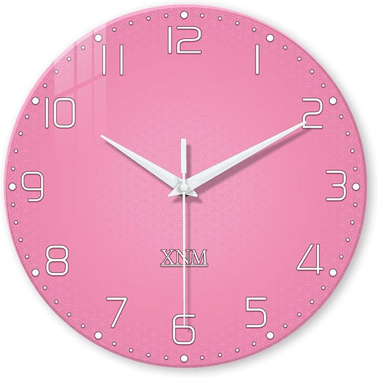 XNM Round Small Wall Clocks Battery Operated 12 Inch Pink Wall Clock by XNMwallclock