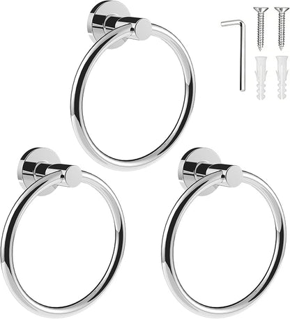 SetSail Towel Holder for Bathroom Wall Screw-in 3 Packs Towel Ring Stainless by SetSail