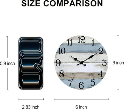 JoFomp 6 Inch Wooden Wall Clocks Battery Operated, Silent Wall Clock Non Ticking - Image 2