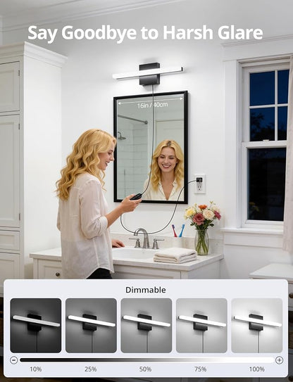 Combuh Black Plug in Vanity Light Bar Corded - Image 5