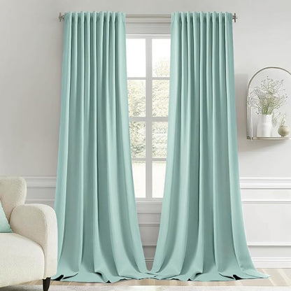 MIULEE Aqua Back Tab Blackout Curtains 102 Inch Long 2 Panels Set by MIULEE