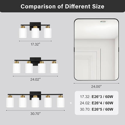 FonmYim Black and Gold Bathroom Light Fixtures, 4-Light Modern Vanity Light - Image 5