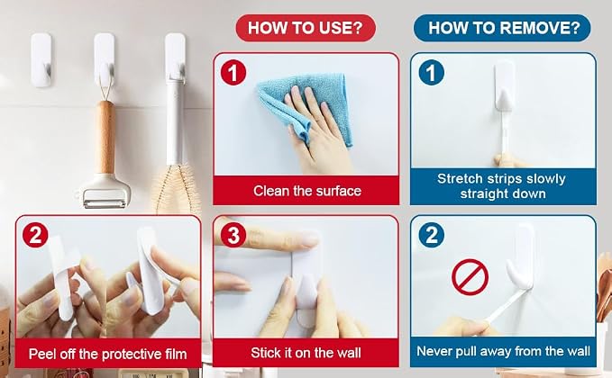 Sinfuo Utility Wall Hooks for Hanging Medium 16 Hooks, Damage Free Hanging Wall - Image 7
